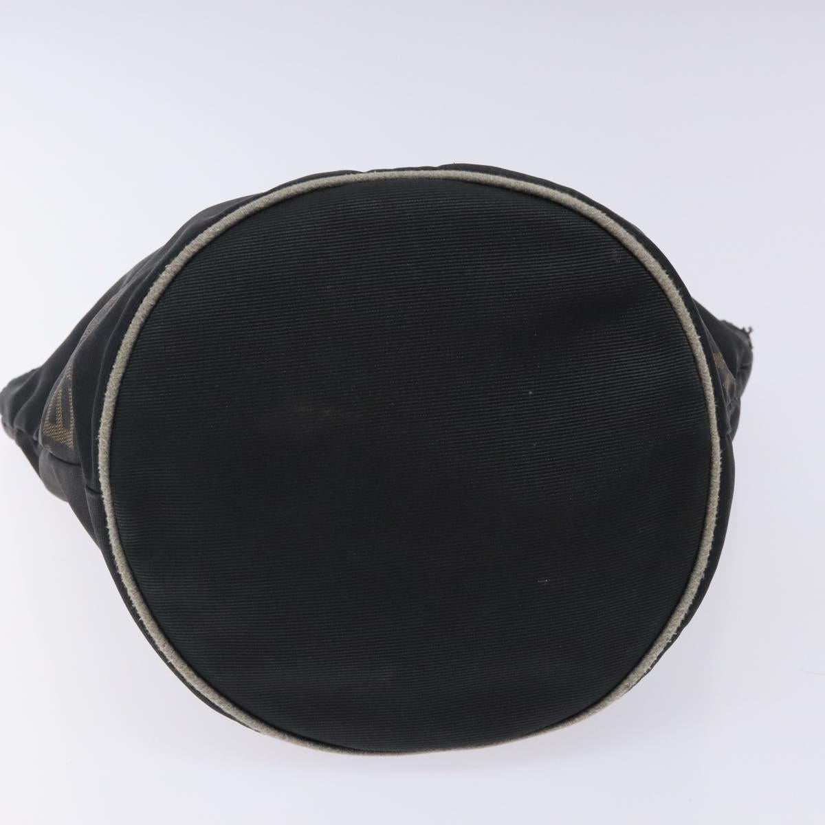 FENDI Hand Bag Canvas Black Silver Auth bs28083