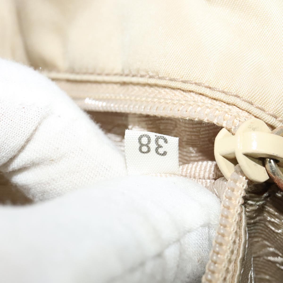 PRADA Chain Tote Bag Leather Beige Gold Auth bs28084