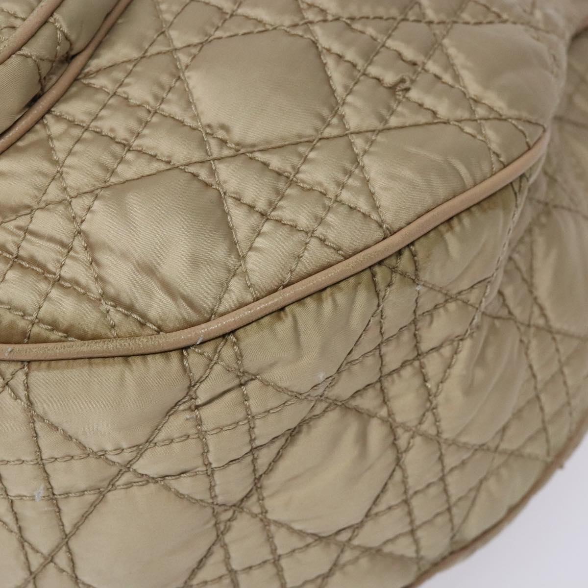 Christian Dior Canage Hand Bag Nylon Beige Gold Auth bs28087