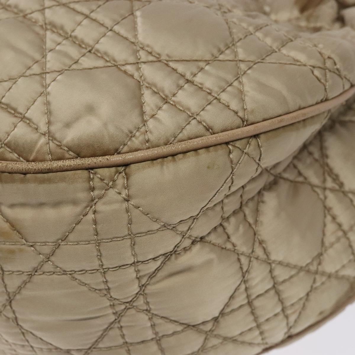 Christian Dior Canage Hand Bag Nylon Beige Gold Auth bs28087
