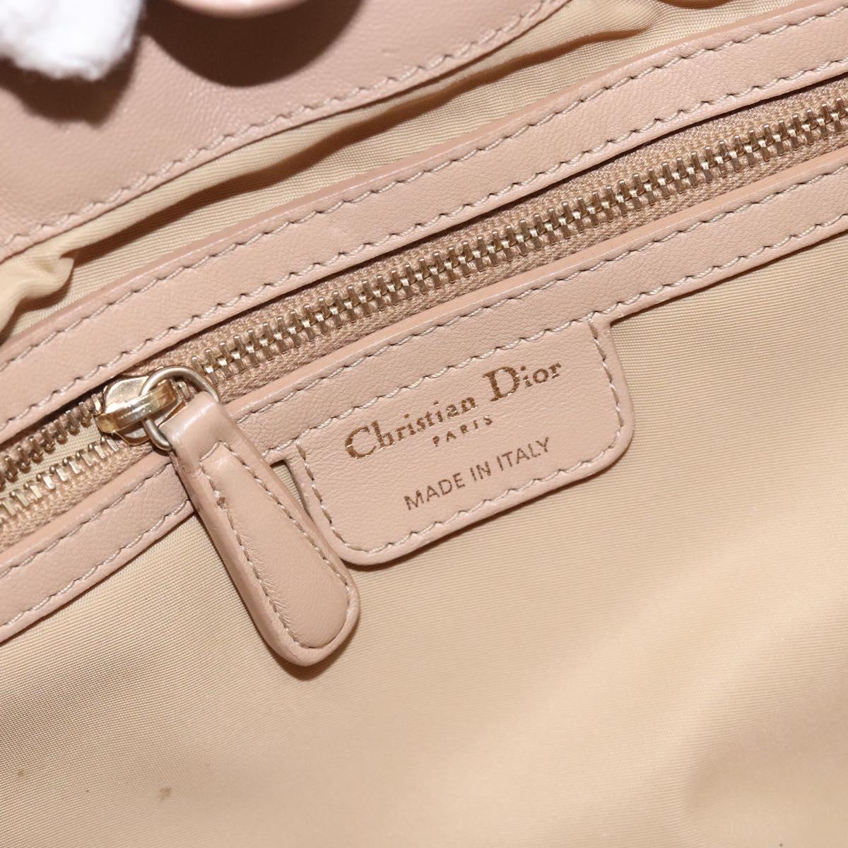 Christian Dior Canage Hand Bag Nylon Beige Gold Auth bs28087