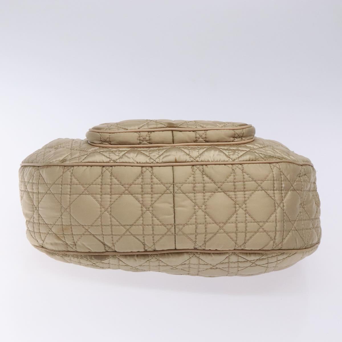 Christian Dior Canage Hand Bag Nylon Beige Gold Auth bs28087
