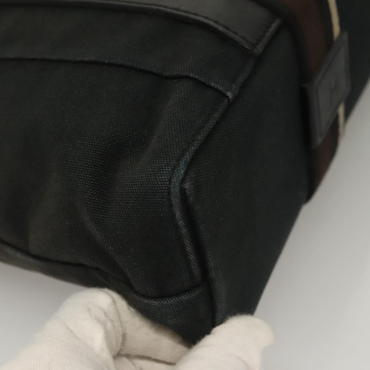 HERMES Toroca Horizontal PM Hand Bag Canvas Black Auth bs28113