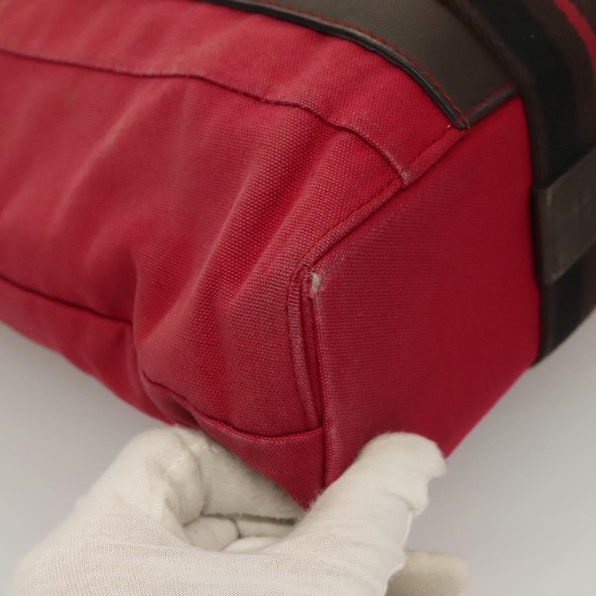 HERMES Toroca Horizontal PM Hand Bag Canvas Red Auth bs28114