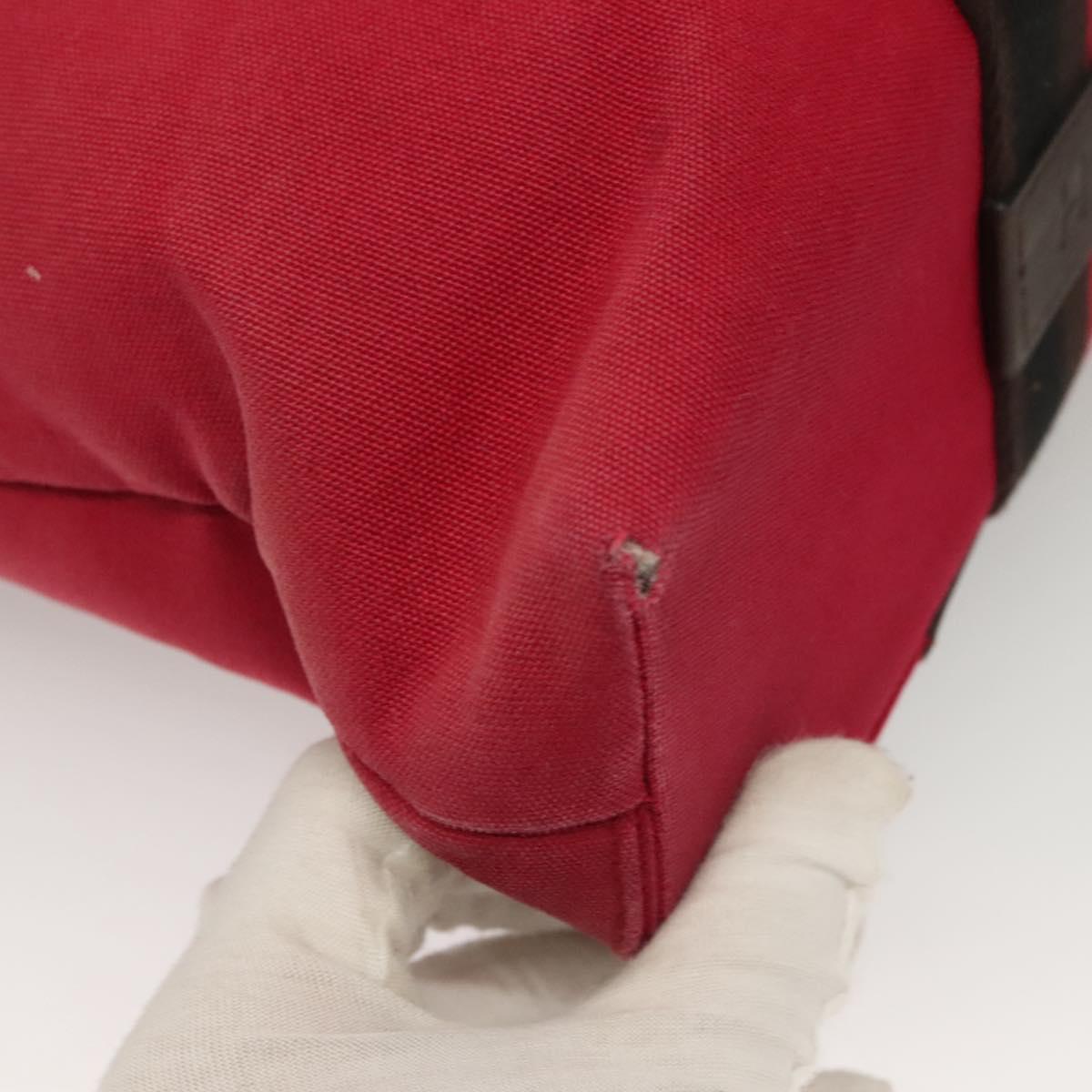 HERMES Toroca Horizontal PM Hand Bag Canvas Red Auth bs28114