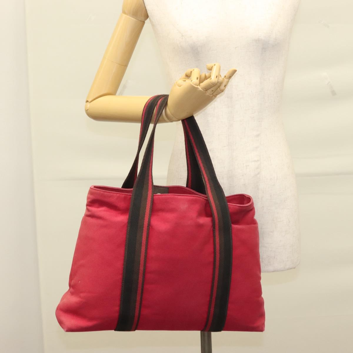 HERMES Toroca Horizontal PM Hand Bag Canvas Red Auth bs28114