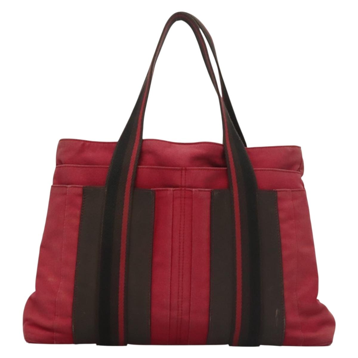 HERMES Toroca Horizontal PM Hand Bag Canvas Red Auth bs28114