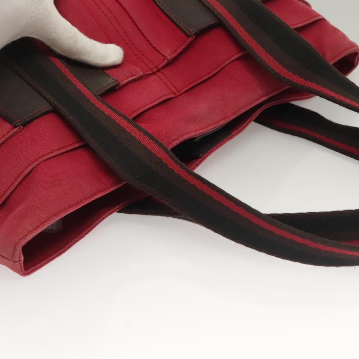 HERMES Toroca Horizontal PM Hand Bag Canvas Red Auth bs28114