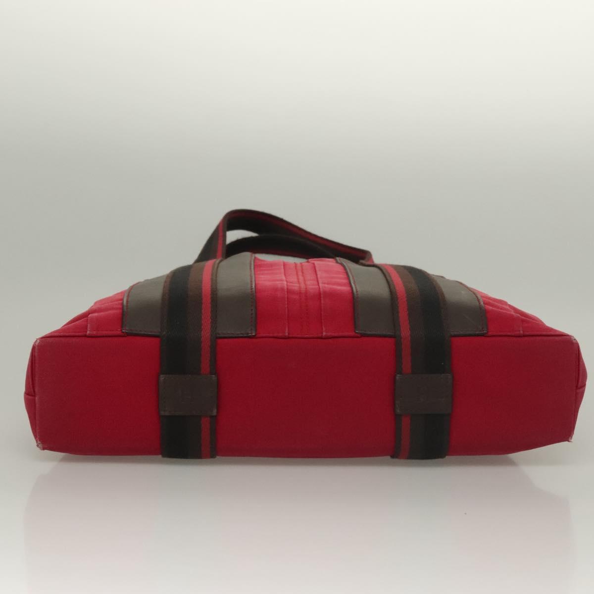 HERMES Toroca Horizontal PM Hand Bag Canvas Red Auth bs28114