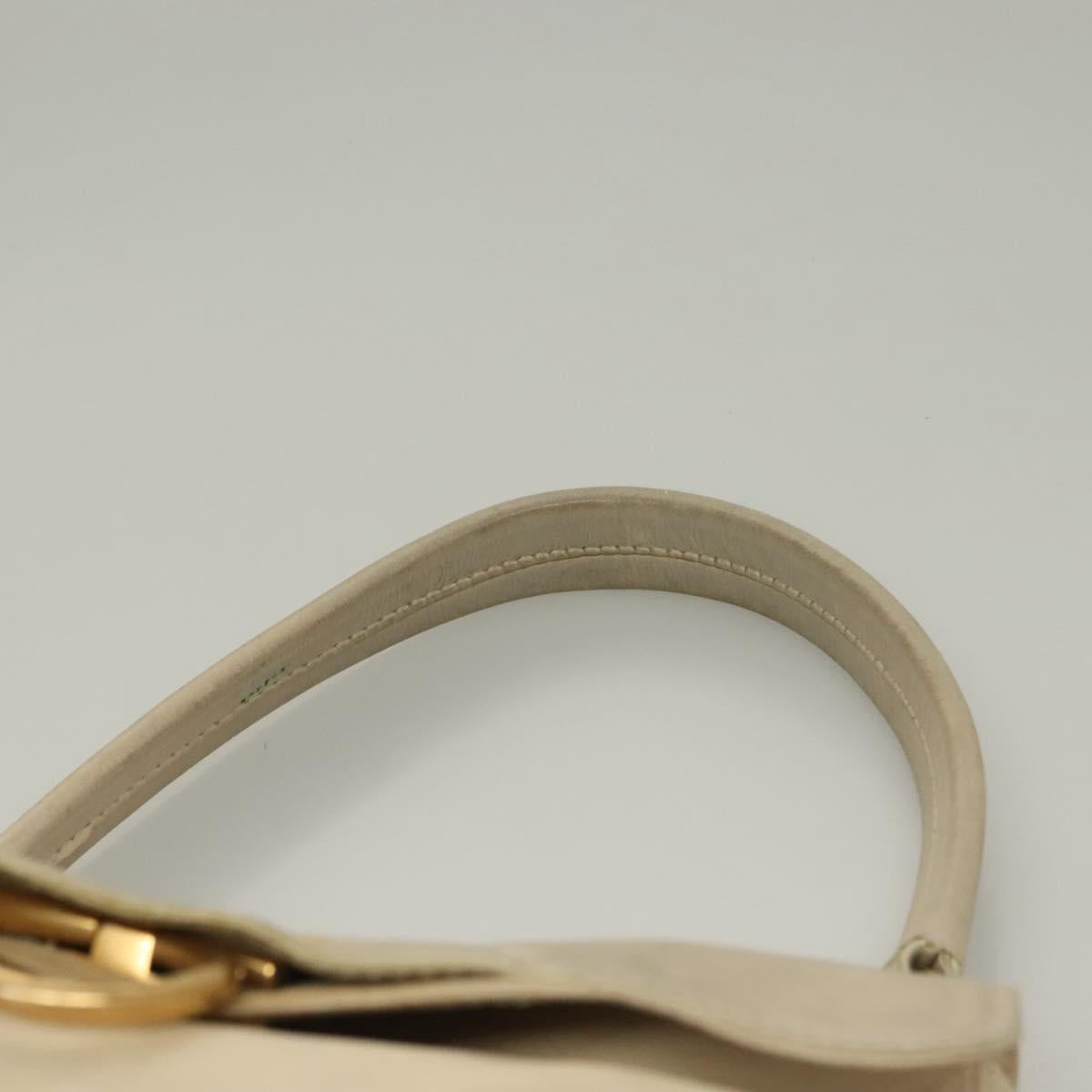 Salvatore Ferragamo Gancini Shoulder Bag Leather White Gold Auth bs28132