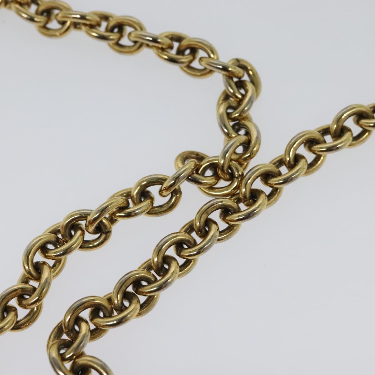 CELINE Chain Shoulder Bag Leather Red Gold Auth bs28138