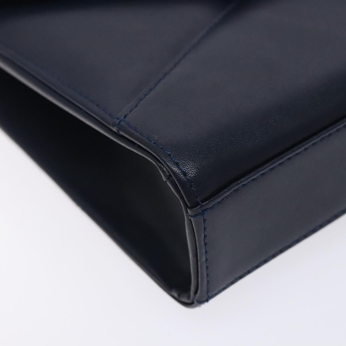 GIVENCHY Shoulder Bag Leather Navy Gold Auth bs28140