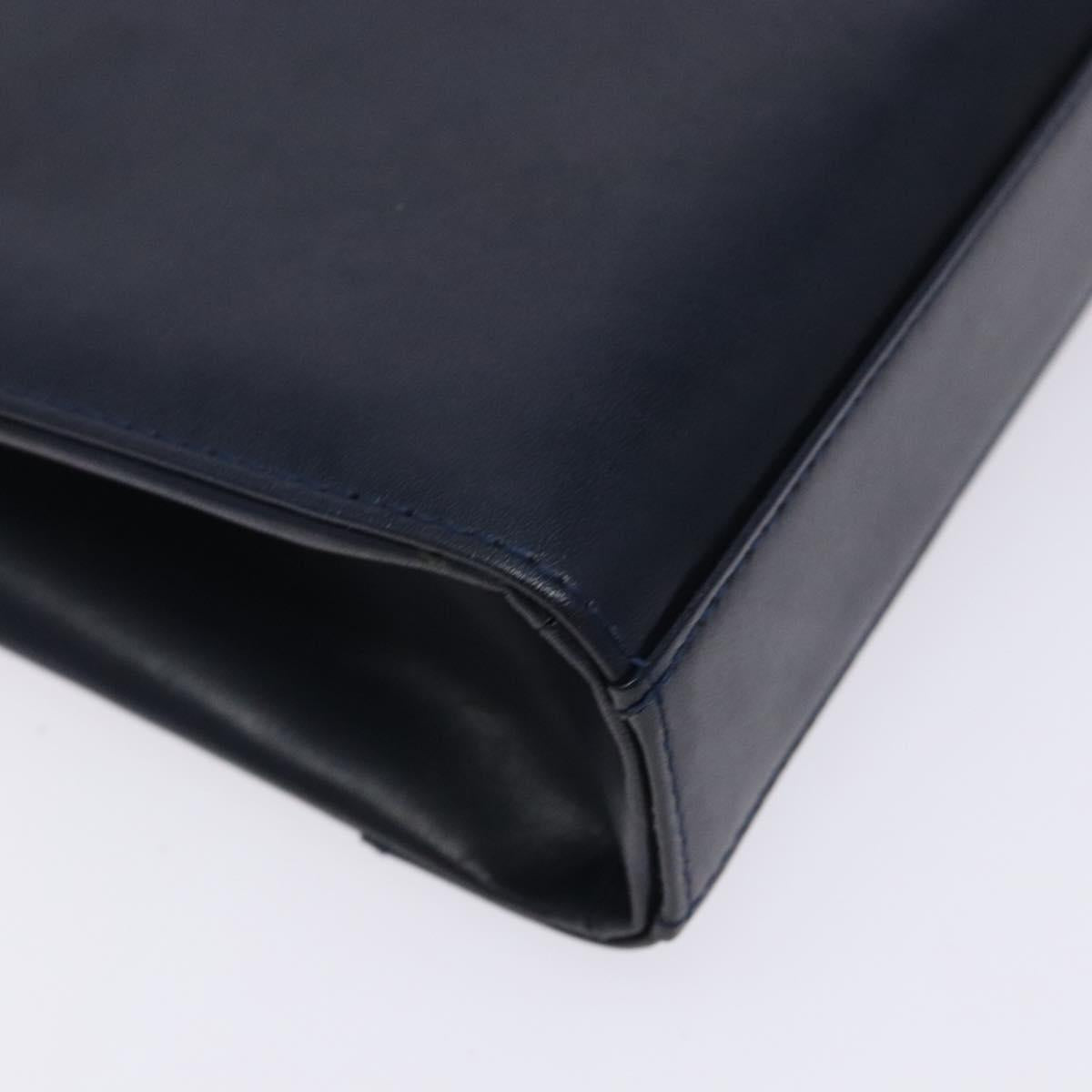 GIVENCHY Shoulder Bag Leather Navy Gold Auth bs28140