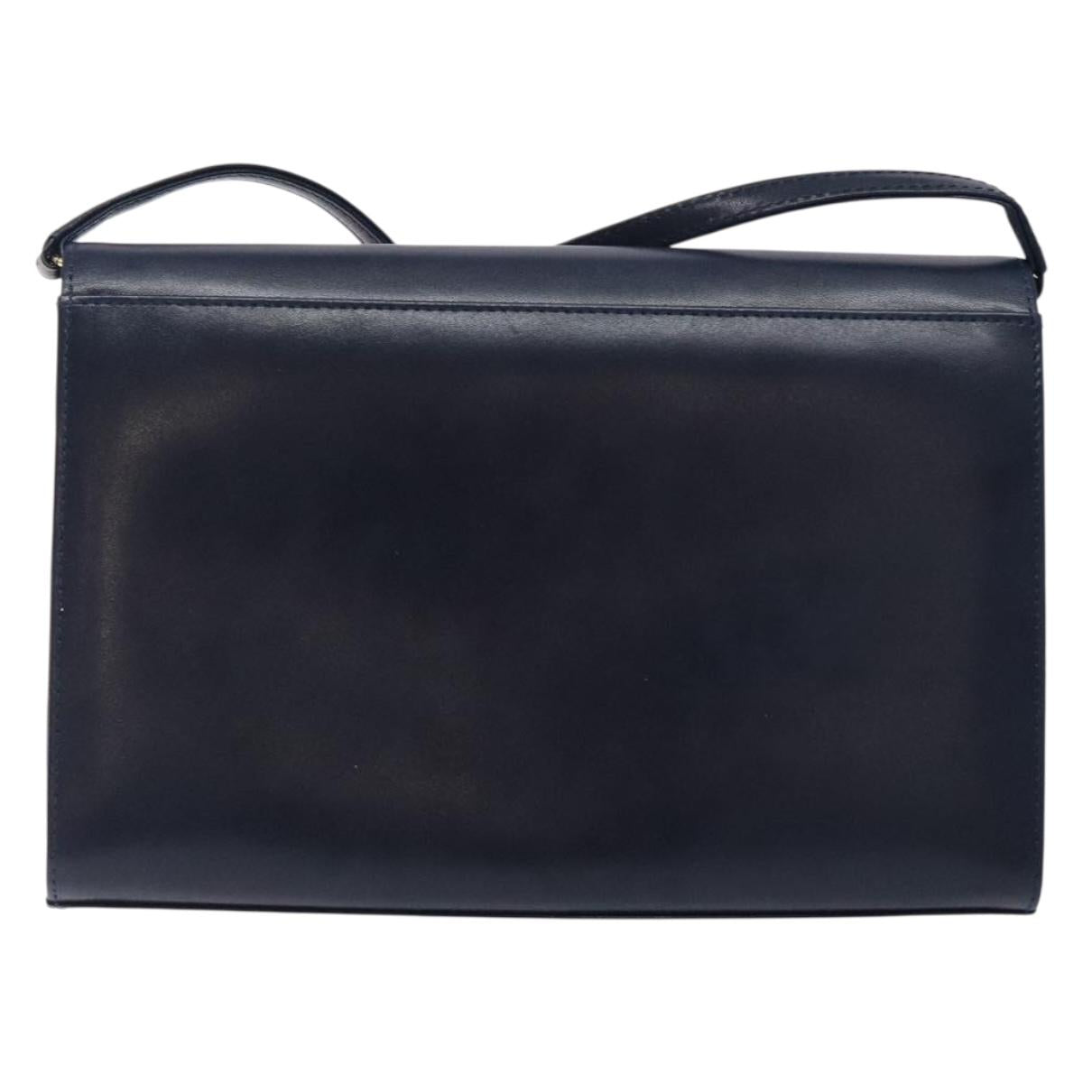 GIVENCHY Shoulder Bag Leather Navy Gold Auth bs28140