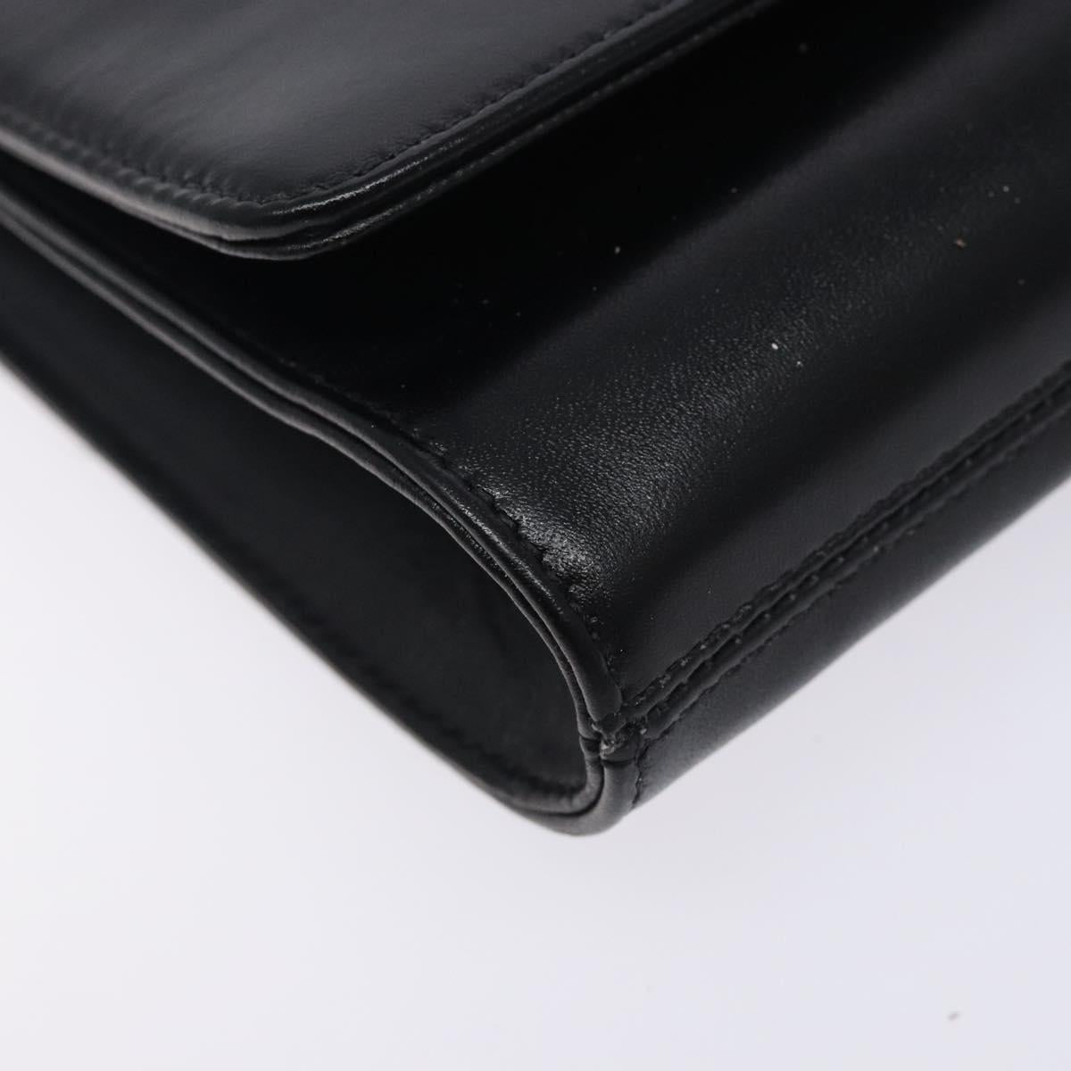 GIVENCHY Shoulder Bag Leather Black Gold Auth bs28141