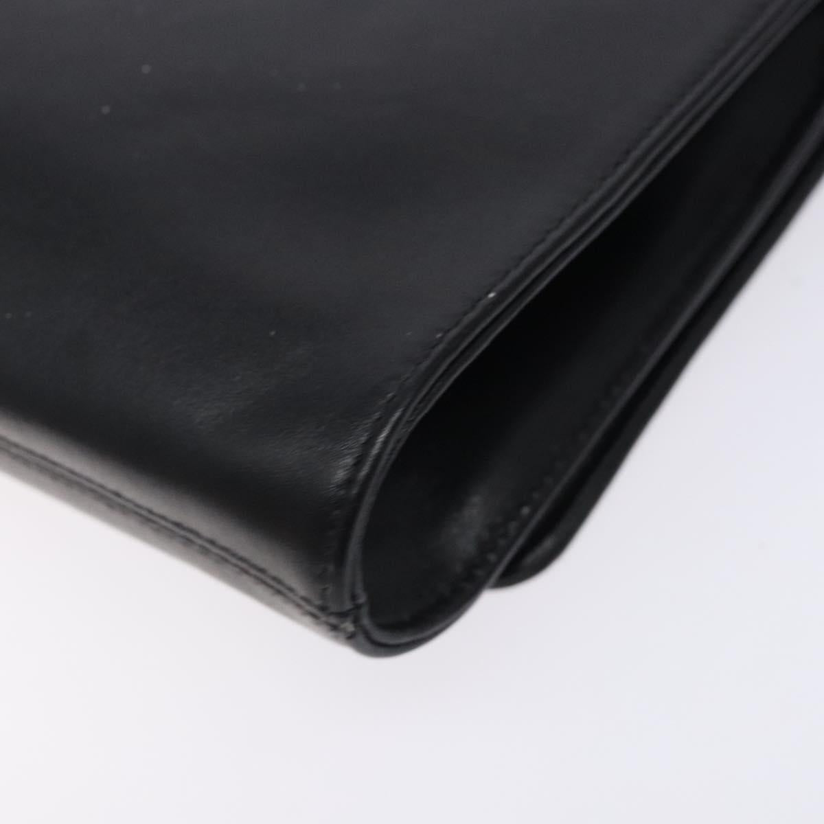 GIVENCHY Shoulder Bag Leather Black Gold Auth bs28141