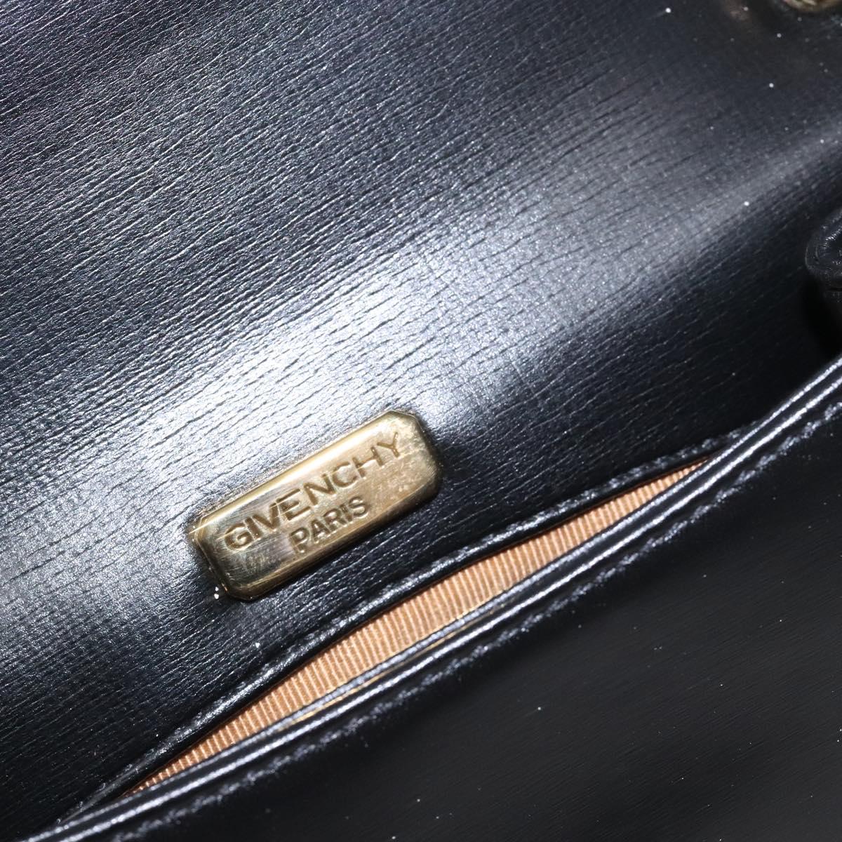 GIVENCHY Shoulder Bag Leather Black Gold Auth bs28141