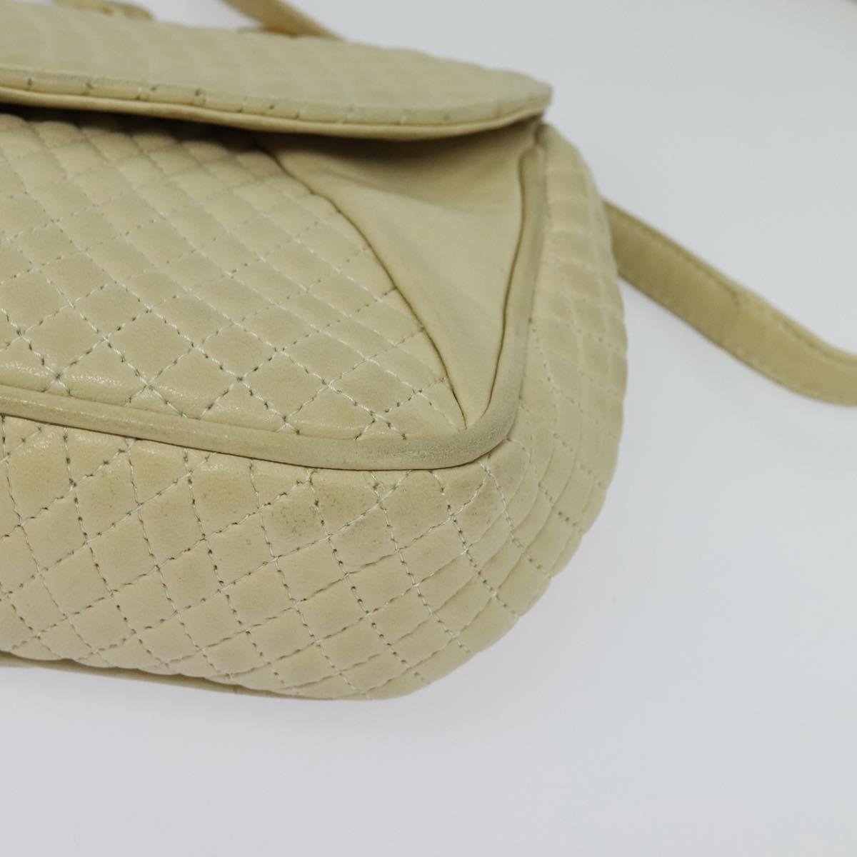 BALLY Shoulder Bag Leather Beige Gold Auth bs28149
