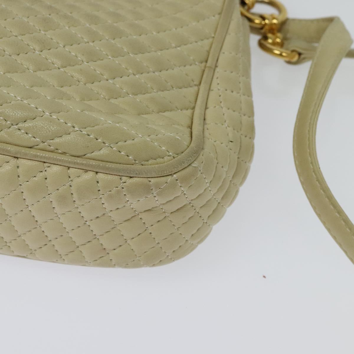 BALLY Shoulder Bag Leather Beige Gold Auth bs28149