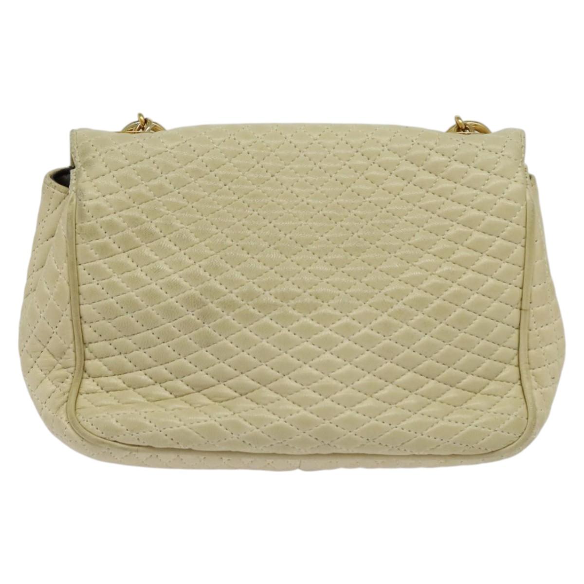 BALLY Shoulder Bag Leather Beige Gold Auth bs28149
