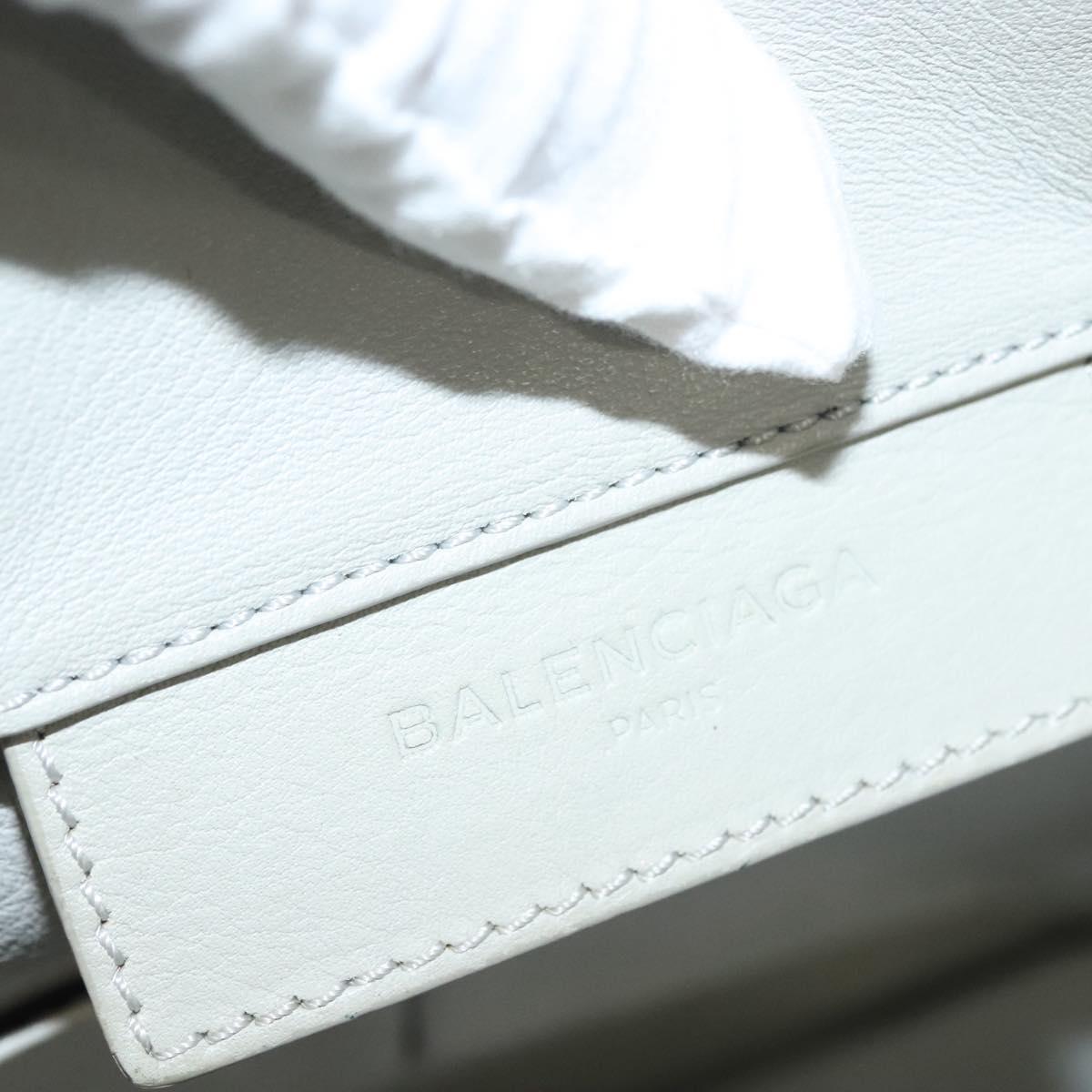 BALENCIAGA The Paper Hand Bag Leather 2way Gray Silver Auth bs28150