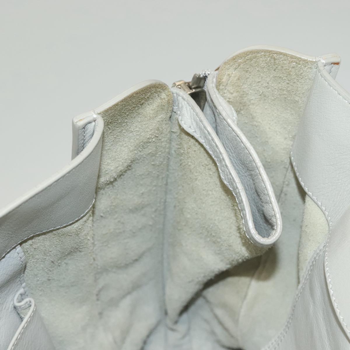 BALENCIAGA The Paper Hand Bag Leather 2way Gray Silver Auth bs28150