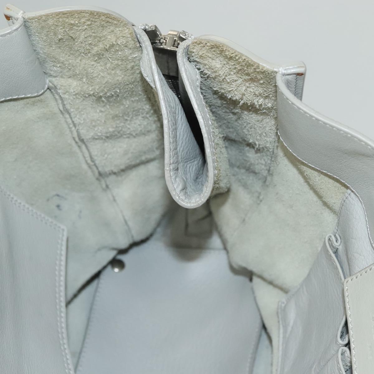 BALENCIAGA The Paper Hand Bag Leather 2way Gray Silver Auth bs28150