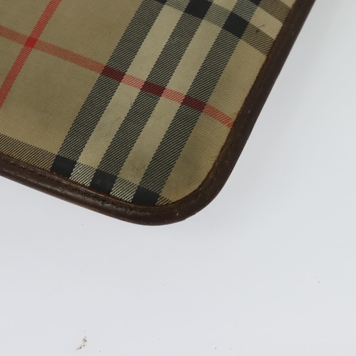 Burberrys Nova Check Clutch Bag Canvas Beige Auth bs28158