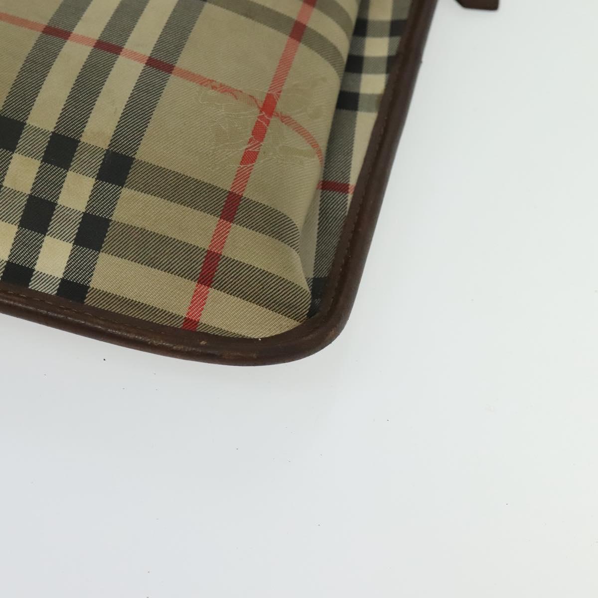 Burberrys Nova Check Clutch Bag Canvas Beige Auth bs28158