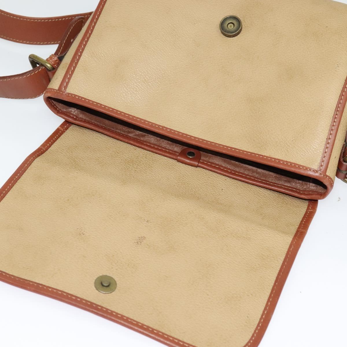 Burberrys Shoulder Bag PVC Canvas Beige Gold Auth bs28159