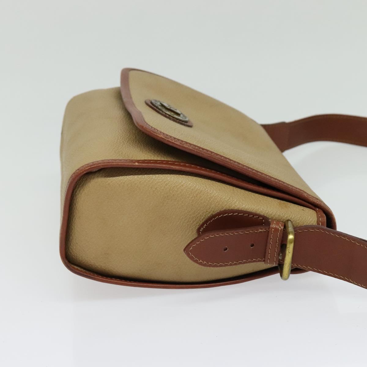 Burberrys Shoulder Bag PVC Canvas Beige Gold Auth bs28159