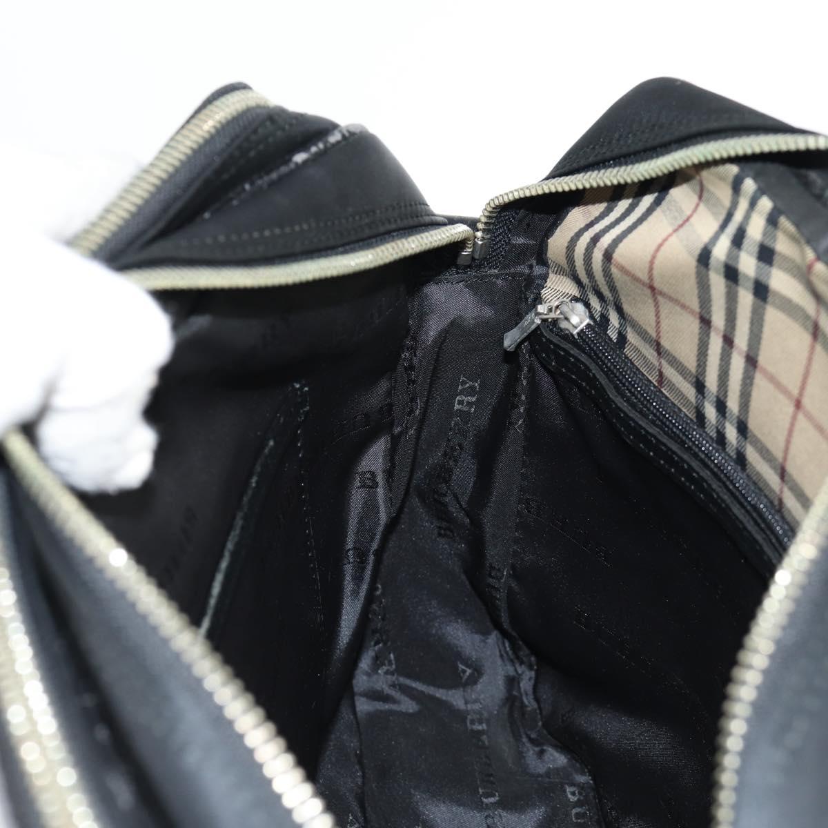 BURBERRY Shoulder Bag Nylon Black Silver Auth bs28161