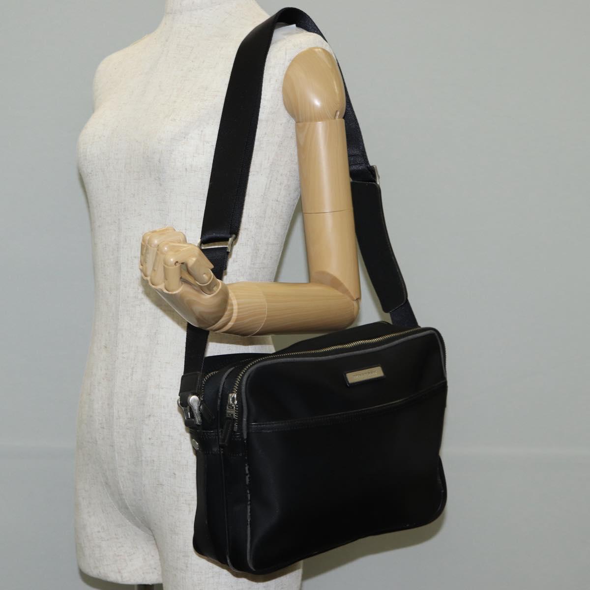 BURBERRY Shoulder Bag Nylon Black Silver Auth bs28161