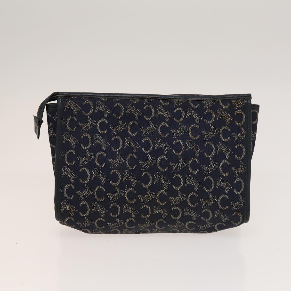 CELINE Macadam Canvas Clutch Bag PVC 3Set Brown Beige Navy Auth bs28179