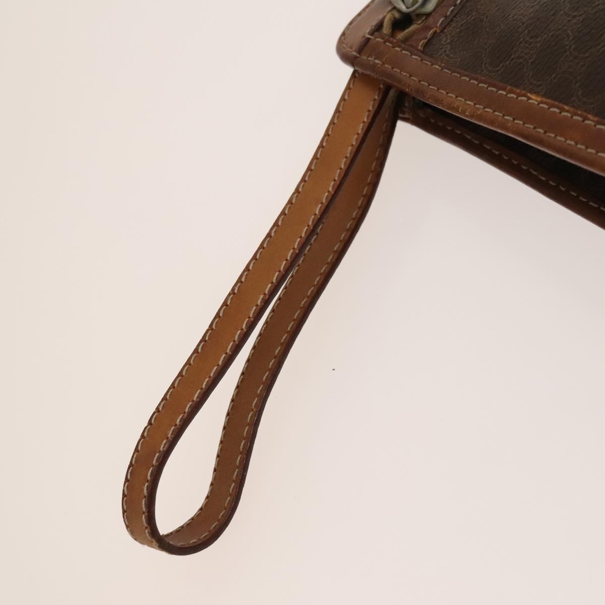 CELINE Macadam Canvas Clutch Bag PVC 3Set Brown Beige Navy Auth bs28179