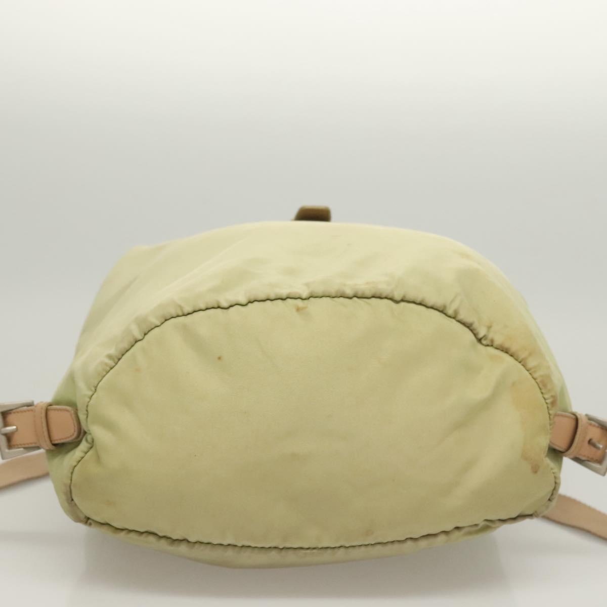 PRADA Backpack Nylon Beige Silver Auth bs28213