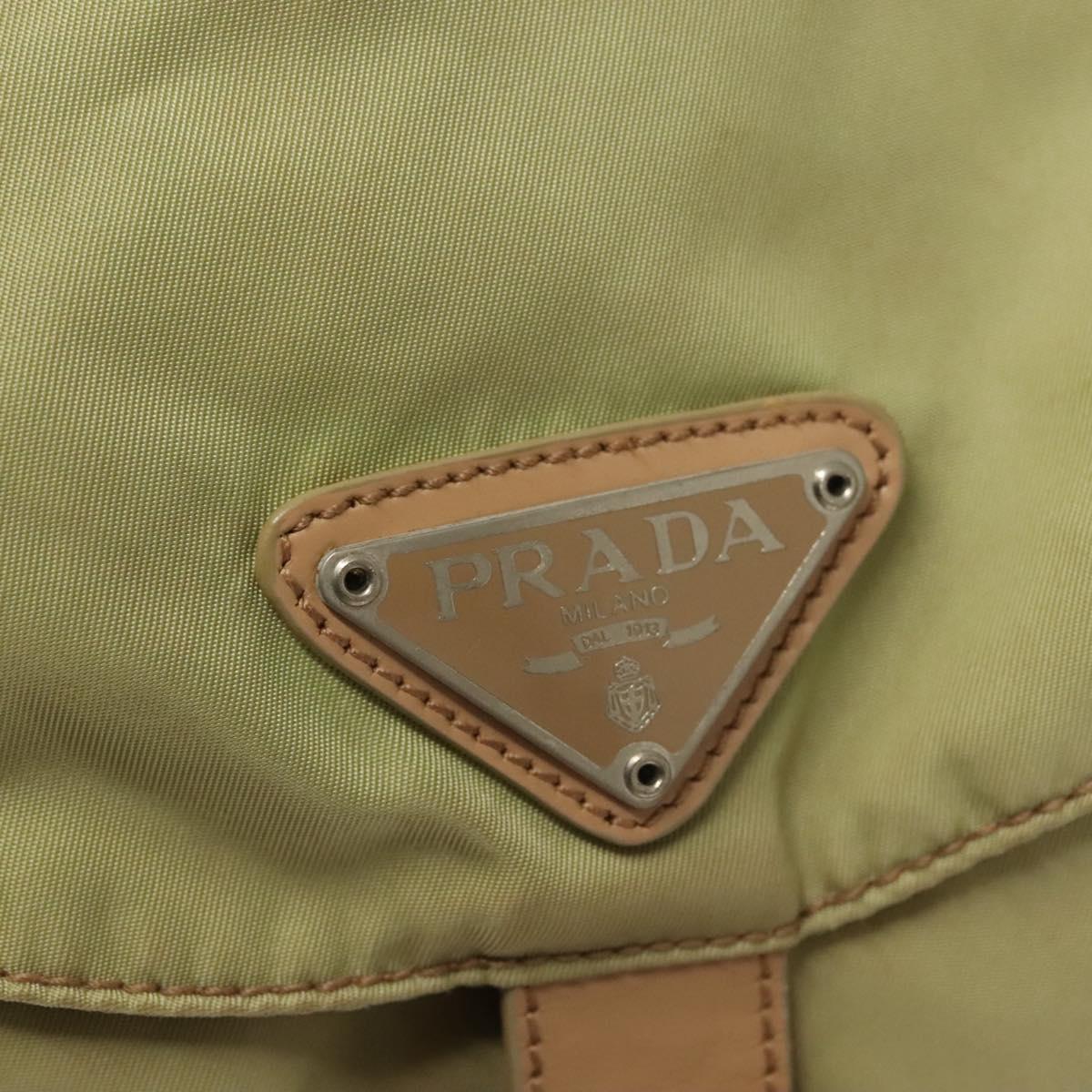PRADA Backpack Nylon Beige Silver Auth bs28213