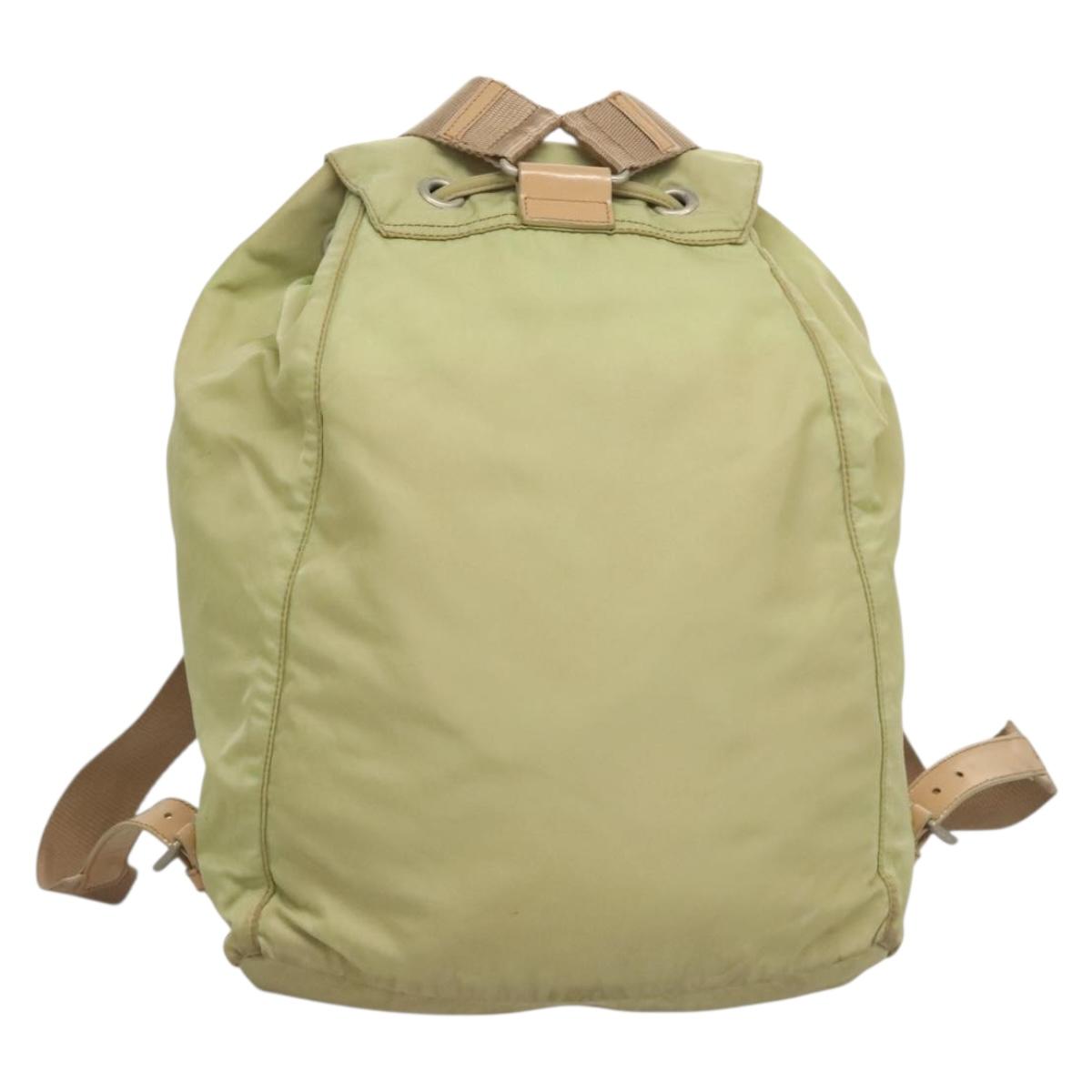 PRADA Backpack Nylon Beige Silver Auth bs28213