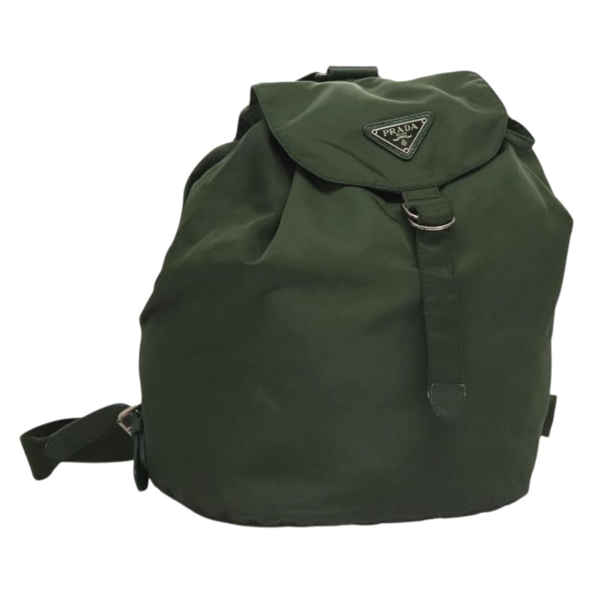 PRADA Backpack Nylon Khaki Silver Auth bs28214