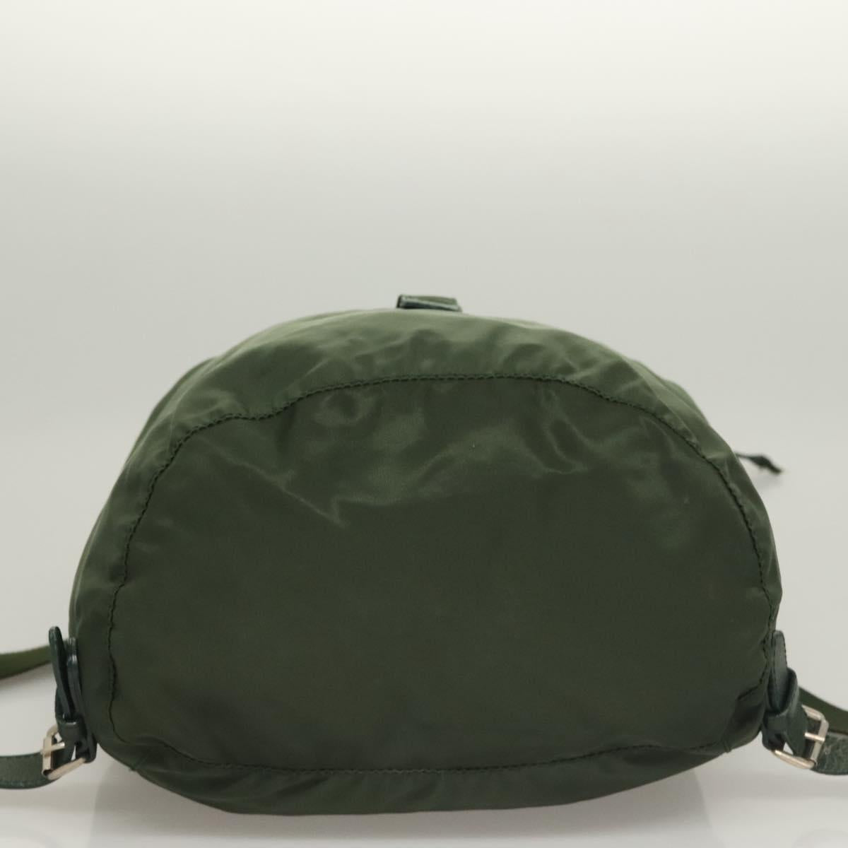 PRADA Backpack Nylon Khaki Silver Auth bs28214