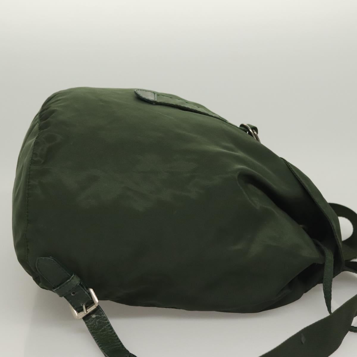 PRADA Backpack Nylon Khaki Silver Auth bs28214