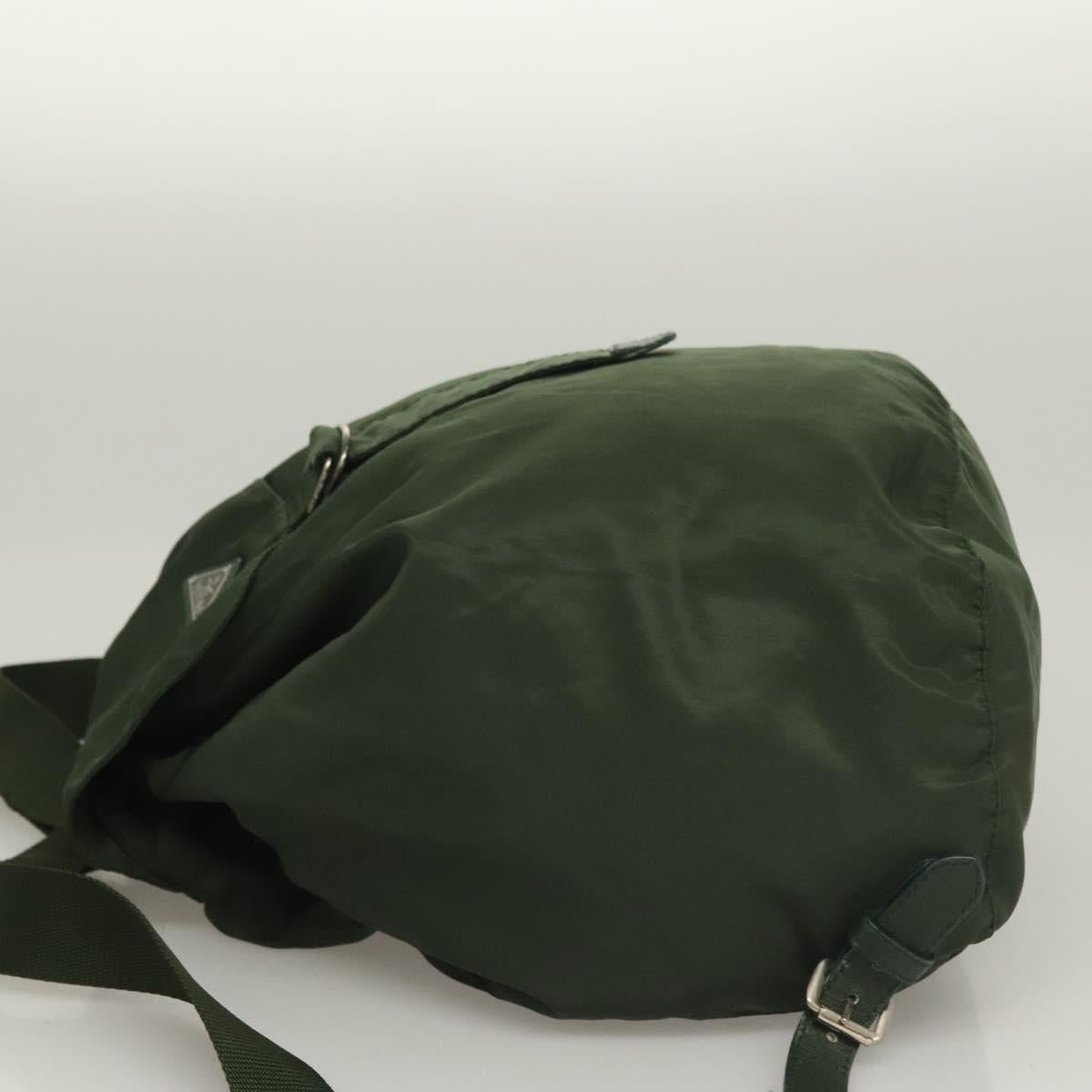 PRADA Backpack Nylon Khaki Silver Auth bs28214