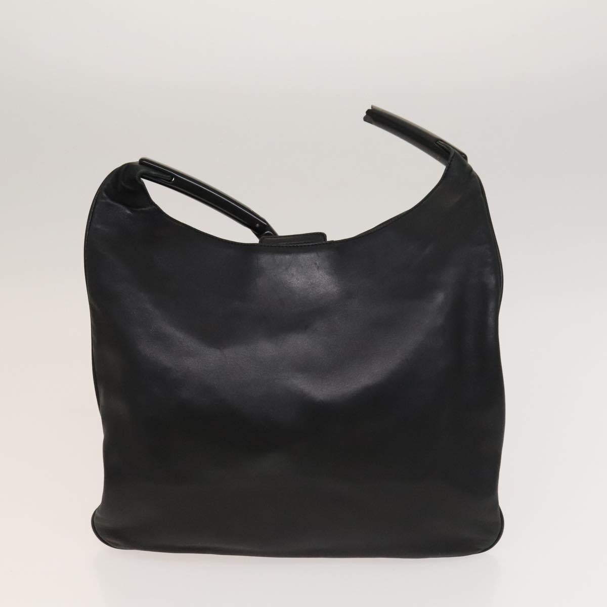 PRADA Hand Bag Leather Nylon 2Set Black Beige Silver Auth bs28219