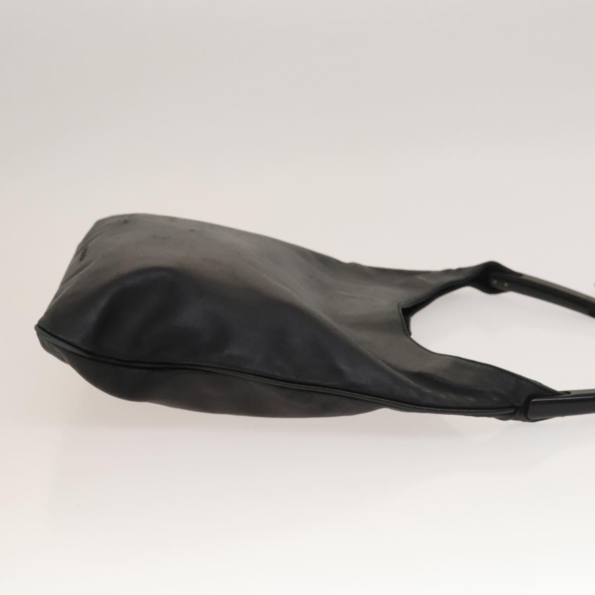 PRADA Hand Bag Leather Nylon 2Set Black Beige Silver Auth bs28219