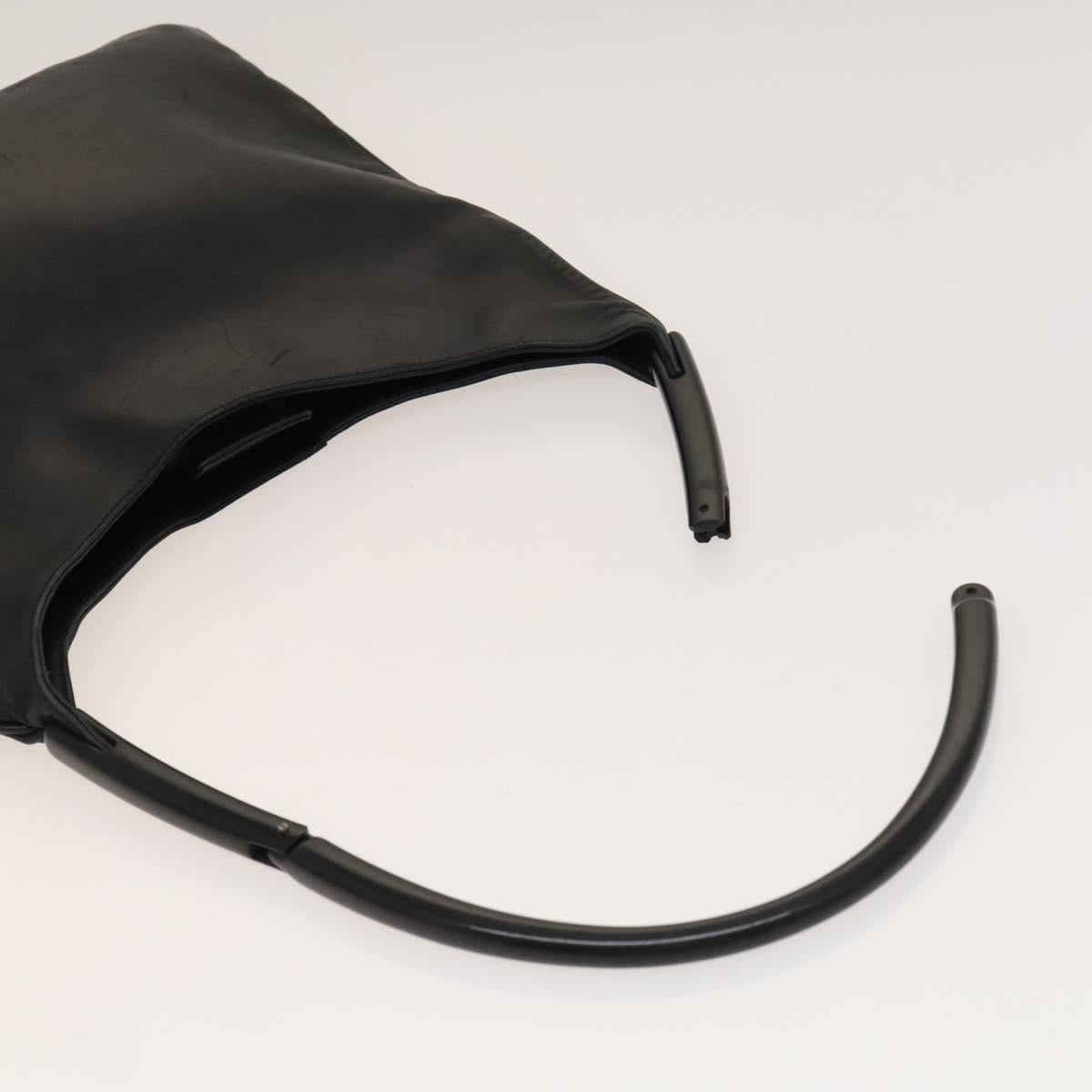 PRADA Hand Bag Leather Nylon 2Set Black Beige Silver Auth bs28219