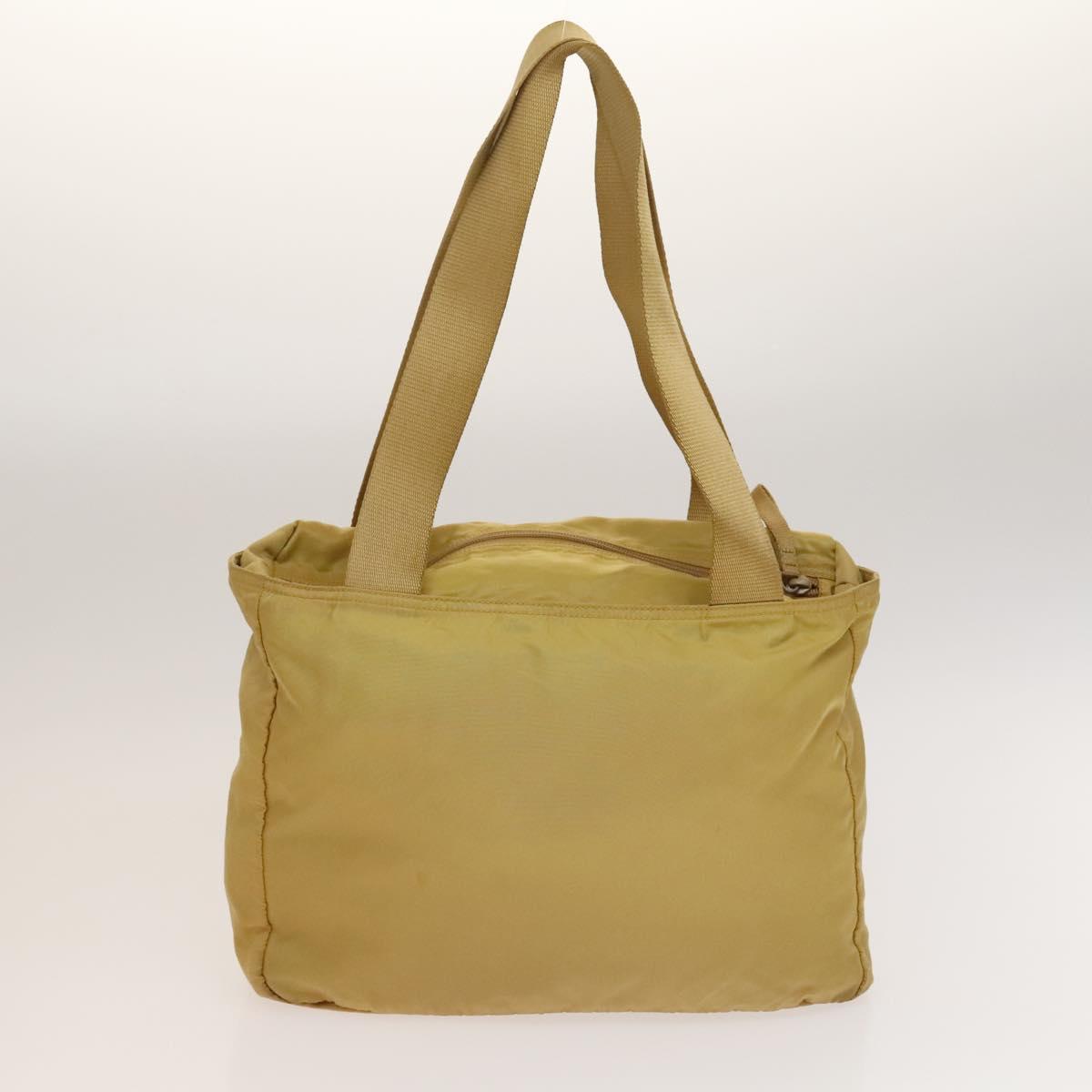 PRADA Hand Bag Leather Nylon 2Set Black Beige Silver Auth bs28219