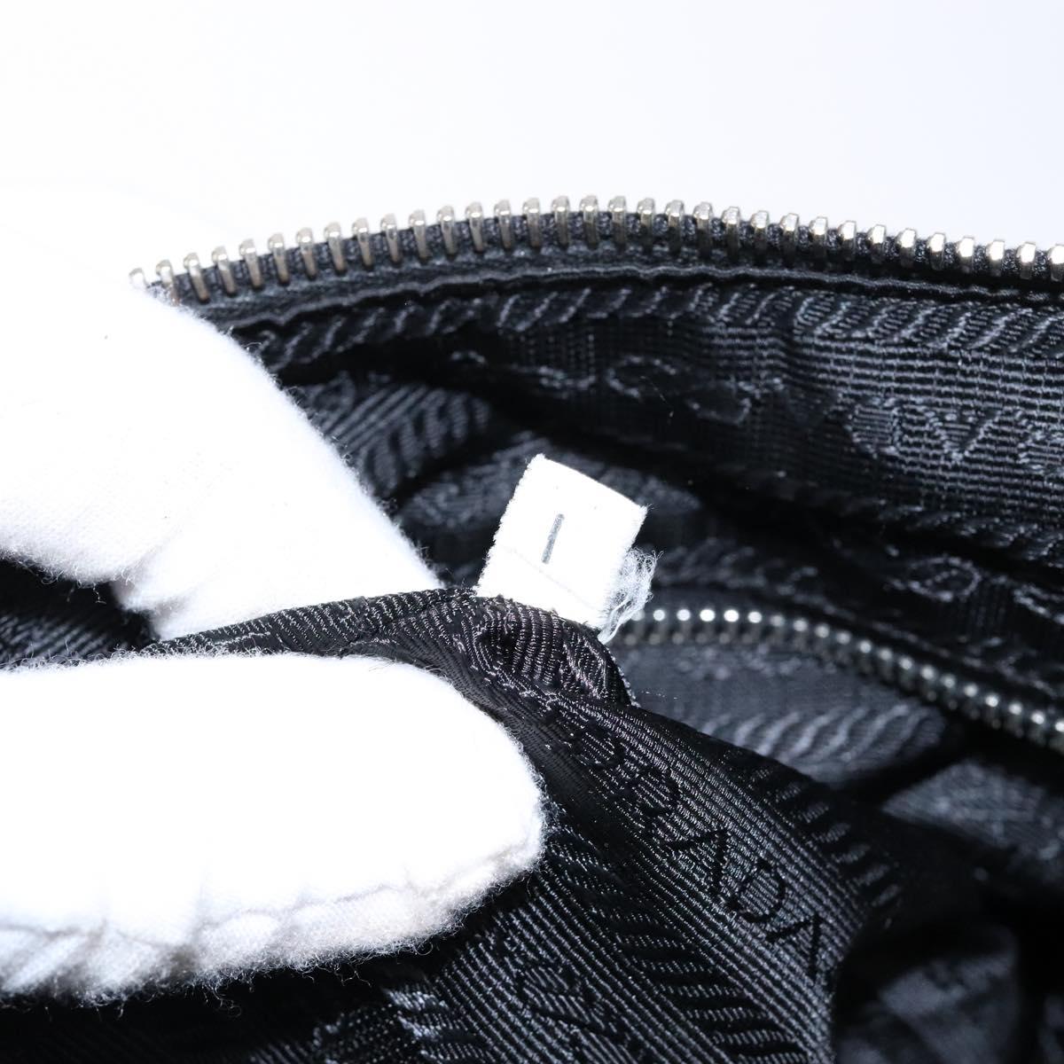 PRADA Shoulder Bag Nylon Leather Black Silver Auth bs28220