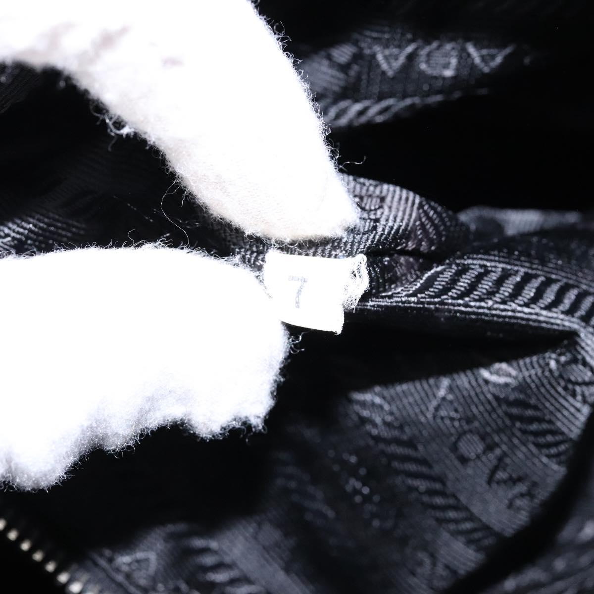 PRADA Shoulder Bag Nylon Leather Black Silver Auth bs28220