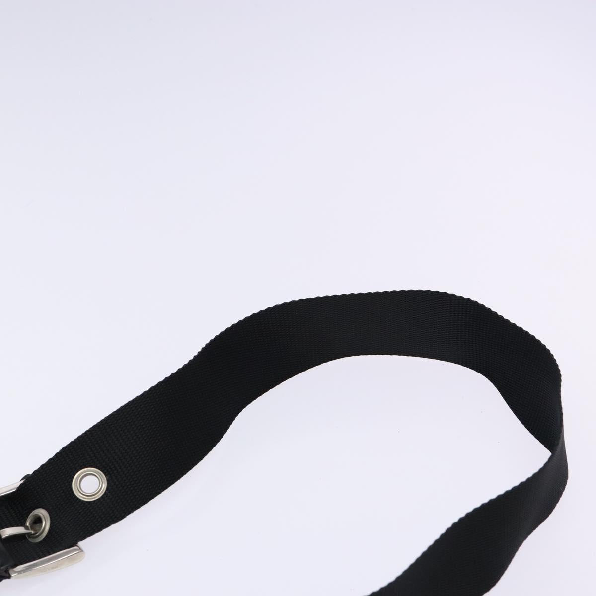 PRADA Shoulder Bag Nylon Leather Black Silver Auth bs28220