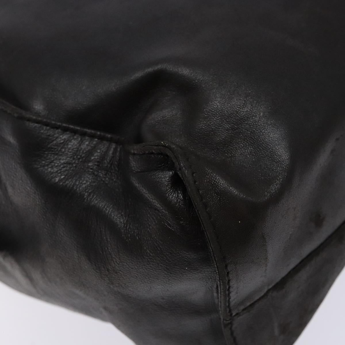 PRADA Shoulder Bag Leather Black Silver Auth bs28222